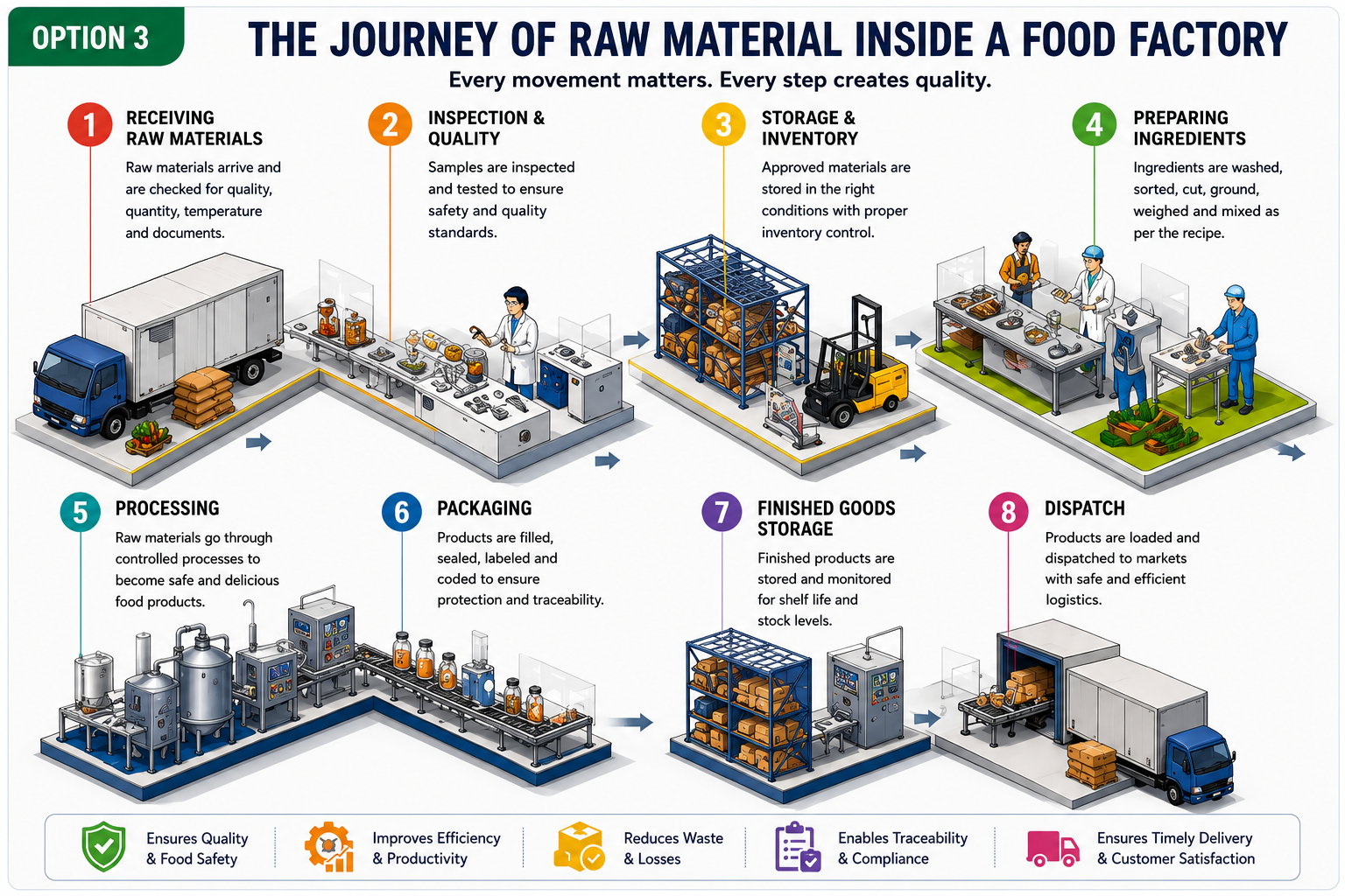 The Journey of Raw Material Inside a Food Factory