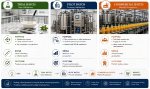 Trial Batch, Pilot Batch and Commercial Batch: Key Differences in Food Manufacturing